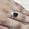 thumbnail image 4 of Natural Black Tourmaline Ring, Rough Tourmaline Ring, October Birthstone, V Crown Band, 925 Sterling Silver, Womens Ring, Christmas, Thanksgiving, Handmade, Statement Jewelry, Raw Gemstone Jewelry, 4 of 5