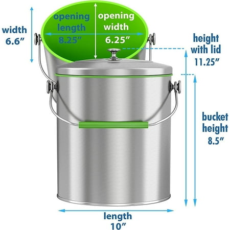 iTouchless - 1.6 Gal. Compost Bin with AbsorbX Odor Filter - Silver