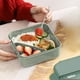 thumbnail image 5 of Plastic Bento Lunch Box Microwave Safe | Portable Food Container for Office | Geometric Window Pane Design | Super Large Capacity | Dual Compartments | 1 Pc | Blue Green | 6.69x6.69x2.95in, 5 of 6