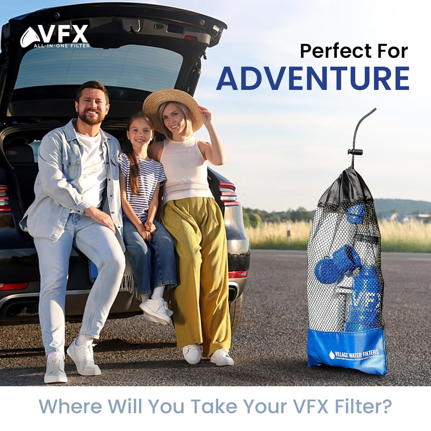 Village Water Filters VFX Portable Water Filter – All-in-One Gravity Purifier for Camping & Hiking