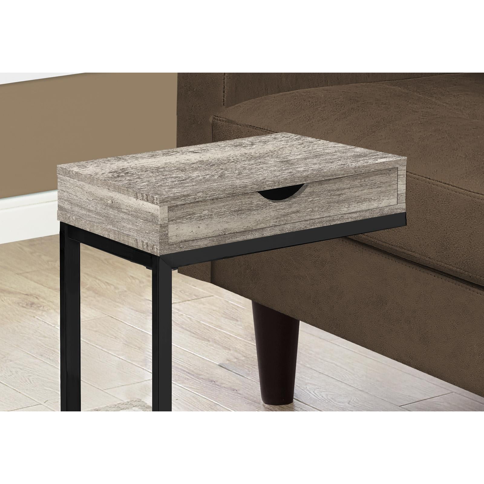 Monarch Specialties I 3407 Grey Reclaimed Wood Look & Black & Drawer Accent Table