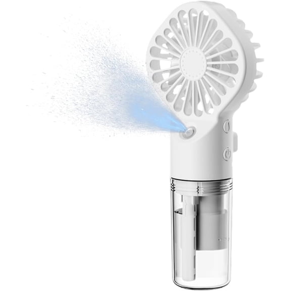 Handheld Fan with Mister, Portable Misting Fan, Mini Personal Mister Fan, Spray Bottle Fan with 4 Speeds, 800mAh Rechargeable Battery, 20ml Water Tank for Outdoor, Travel, Beach, Camping, White