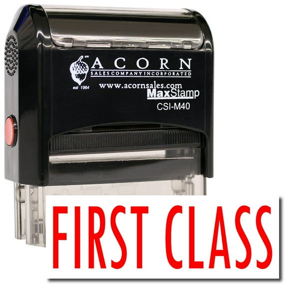 Large Self-Inking First Class Stamp with Orange Ink