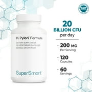 SuperSmart H. Pylori Formula 20 Billion CFU per Day - Natural Probiotic Lactobacillus Reuteri DSM 17648 Supplement | Non-GMO & Gluten Free - 120 Vegetarian Capsules