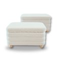 thumbnail image 2 of Nola Home Ottomane de Rangement Capitonnée en Peluche Bouclée Rembourrée, Ensemble de 2 Pcs, Blanc, 2 of 7
