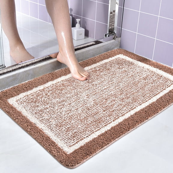 Darzheoy Bathroom Rugs, 24" x 16" Soft and Absorbent Microfiber Bath Rugs, Non-Slip Shower Carpet, Machine Wash Dry, Bath Mats for Bathroom Floor, Tub and Shower (Orange)