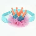 thumbnail image 3 of Odeerbi Baby Girls Elastics Hair Bows Headband Toddler Mesh Crown Pearl Headband Cute Solid Color Headband Hair Accessories Sky Blue, 3 of 4
