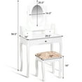 thumbnail image 2 of Costway Wooden Jewelry Makeup Dressing Desk Vanity Set w/ Stool 3 Drawer, 2 of 10