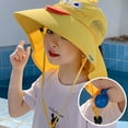 thumbnail image 6 of Infant Sun UV Protection Hat Toddler Summer Bucket Cap with Whistle and Adjustable Rope Kids Cotton Beach Hat Large Brim Hats for Little Boys Girls, Cute Little Yellow Duck, 6 of 9