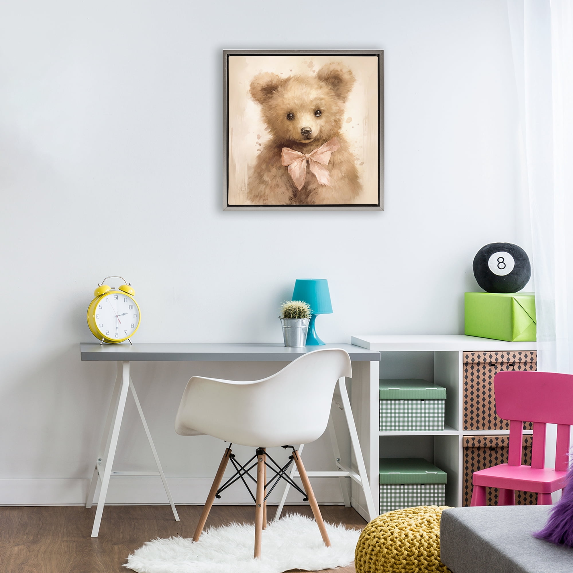 Stupell Industries Little Baby Bear Gray Framed Floater Canvas Wall Art, design by Tina LeCour