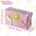 thumbnail image 2 of Preppy Patch Small Toiletry Bag Smile Lightning Heart Pu Leather Portable Waterproof Makeup Cosmetic Bag Daily Use Storage Purse Travel Organizer Comp, 2 of 5