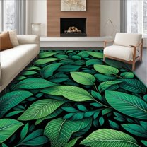 Flatwoven High Traffic Area Rug, Contemporary Lush Foliage Design, Non Slip, Stain Resistant, Washable Area Rugs for Living Room, Bedroom(Green, 8X10)
