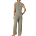 thumbnail image 3 of Conjunto de pijama casual de modal de manga corta para mujer INSPIRE CHIC de 2 piezas, pantalones largos, sudadera XL en gris y verde, 3 of 5