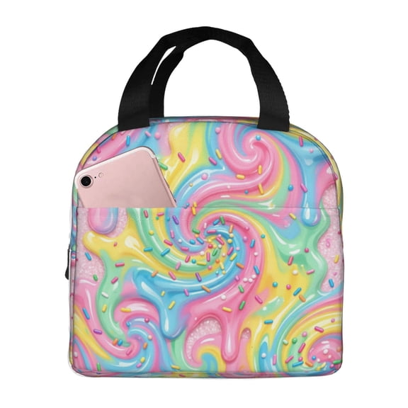 Donuts Lunch Box Lunch Bag Portable Insulated Lunch Box For Women Men Cooler Tote Bag With Front Pocket For Work Picnic Travel