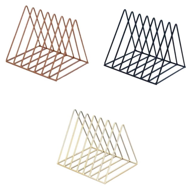 3pcs Triangle Files Organizer Wire Collection Desktop Iron Storage Rack Bookshelf Holder Para office and home Decoration Macarena Estantería de escritorio de metal