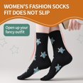 thumbnail image 5 of Womens Crew Socks over Dress Cute Star Pattern Cotton White Black Fashion Socks 8pack (Size5-9), 5 of 7