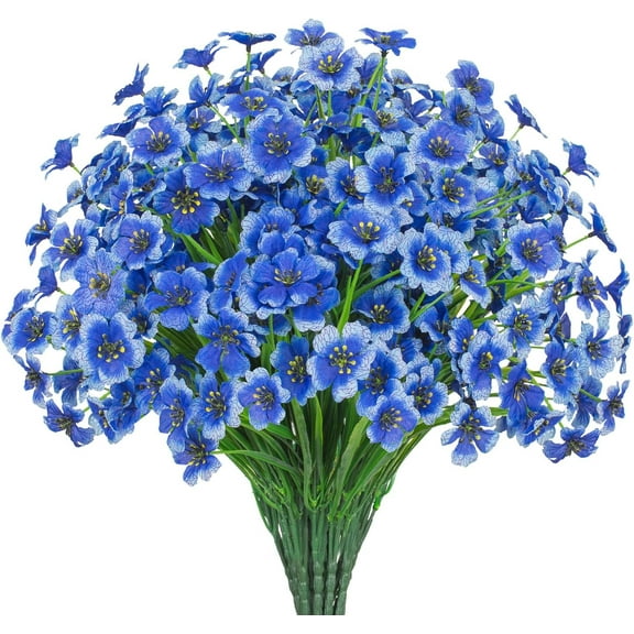 Outdoor Artificial Flowers 12 UV Resistant Bundles Fake Flower Plastic Plants Faux Silk Flowers Porch Hanging Garden Porch Window Box Decorating