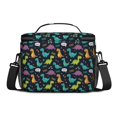 thumbnail image 3 of Dinosaur and Speech Bubble Black Pattern Insulated Lunch Box for Women Men, Medium Leakproof Cooler Bag with Adjustable Strap, 10"x6.7"x8", 3 of 6