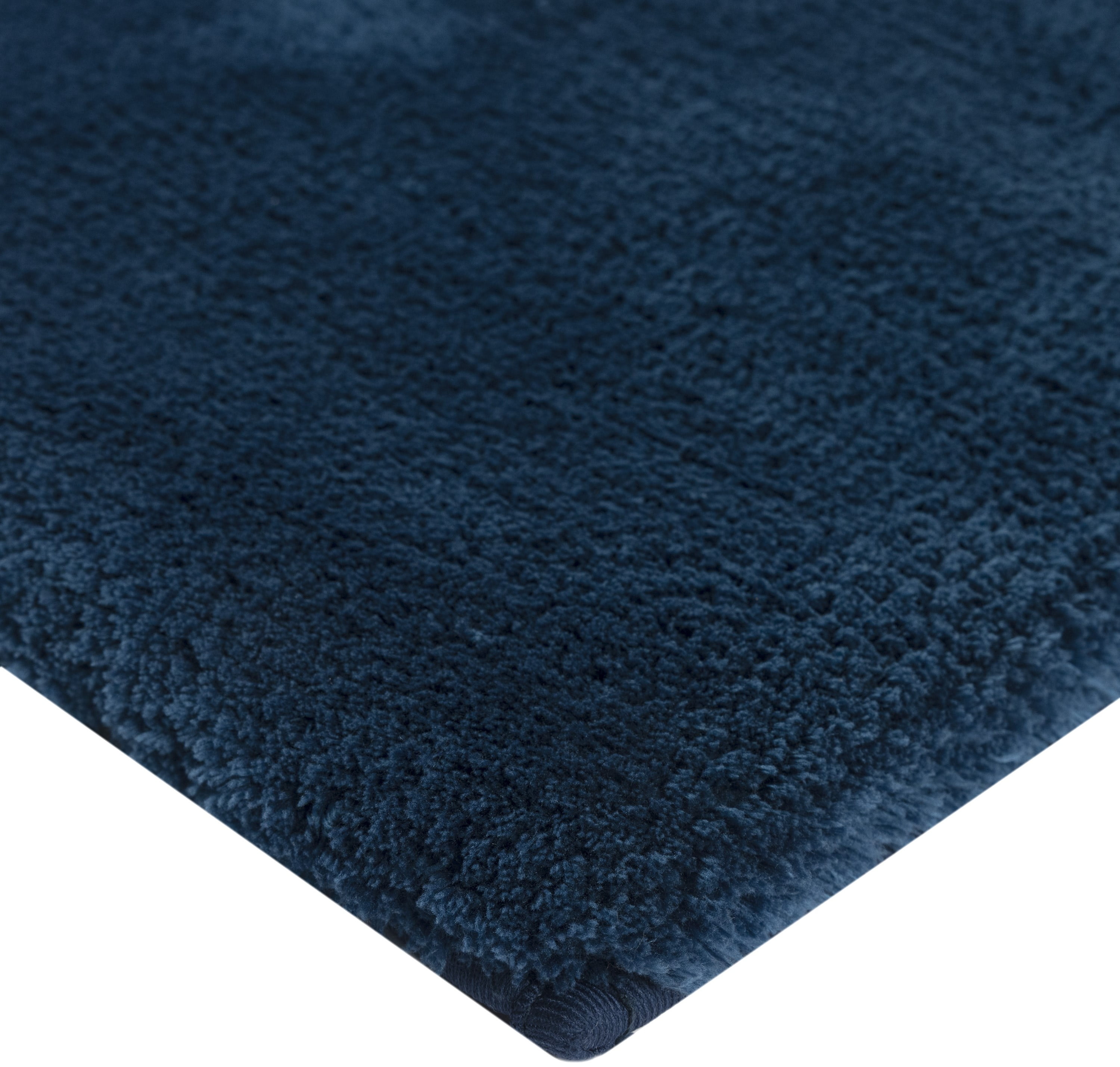 Hotel Style Blue Micro-Polyester 24" x 40" Bath Rug