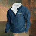 thumbnail image 2 of VSSSJ Graphic Sweatshirt for Men Quarter Zipper Cross Printed Pullover Long Sleeve Fleece Lined Fall Winter Casual Sweater Outerwear Blue XXXXXL, 2 of 3