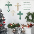 thumbnail image 4 of Sungmor 4PC Heavy & Sturdy Embossed Cast Iron Cross Decor for Wall, Beautiful Vintage Decorative Hanging Crosses Wall Decor, Distressed White & Green Religious Wall Sculptures Metal Wall Arts Crosses, 4 of 8