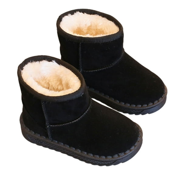 1 Pair Girls Boys Warm Winter Boots,Kids Outdoor Snow Boots(Toddler/Little Kid)15.5Cm--Black,Grey,Pink,Brown-Black-15.5Cm
