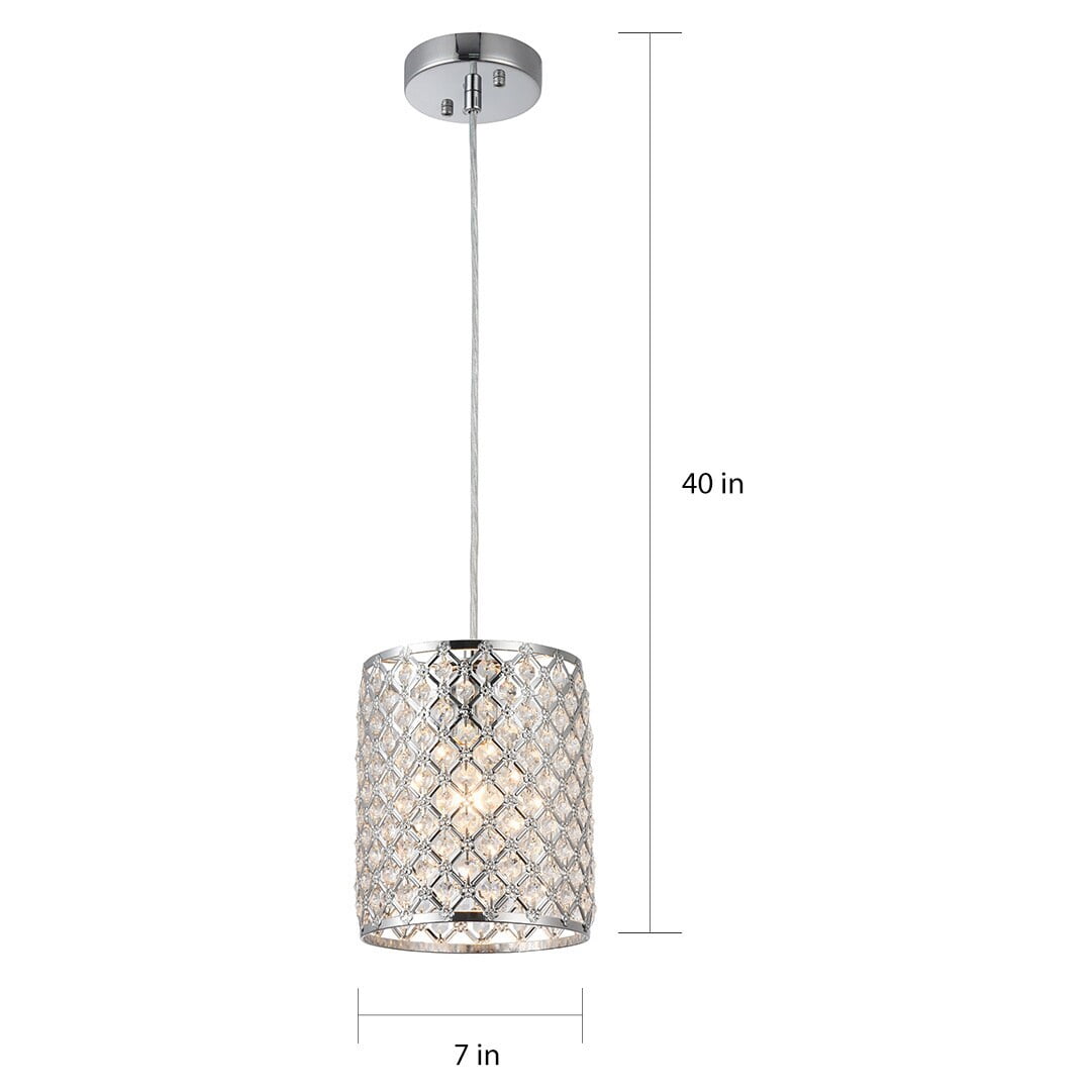 Botvi 1-Light 7-Inch Chrome Drum Pendant