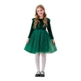 thumbnail image 1 of LUOGENLI Robe à Volants Robe à Manches Longues Robe de Princesse Robe de Fête de Spectacle Robe pour Enfants Robe Étoilée Robe pour Filles Denim Vert 5-6 Ans, 1 of 5