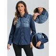 thumbnail image 2 of DARING DIVA Women's Trendy Long Sleeve Button Down Washed Denim Jacket XS Blue, 2 of 6