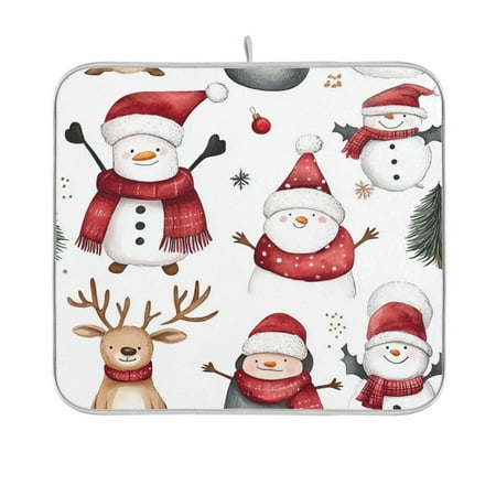 

Cute Watercolor Santa Claus Dish Drying Mat Kitchen Mats Microfiber Counter Absorbent Dish Pad Drainer Rack