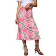 thumbnail image 3 of Franhais Women’s Summer Casual Mid-length Skirt Personality Digital Printed High-waist A-line Skirt, 3 of 9