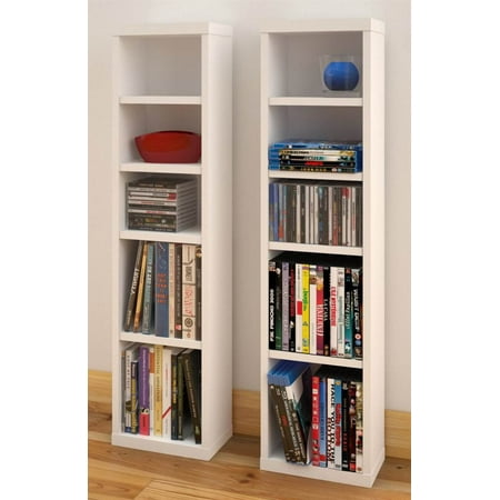 Liber T 4 Shelf Modular Cd Dvd Storage Towers Set Of 2 White Walmart Com Walmart Com