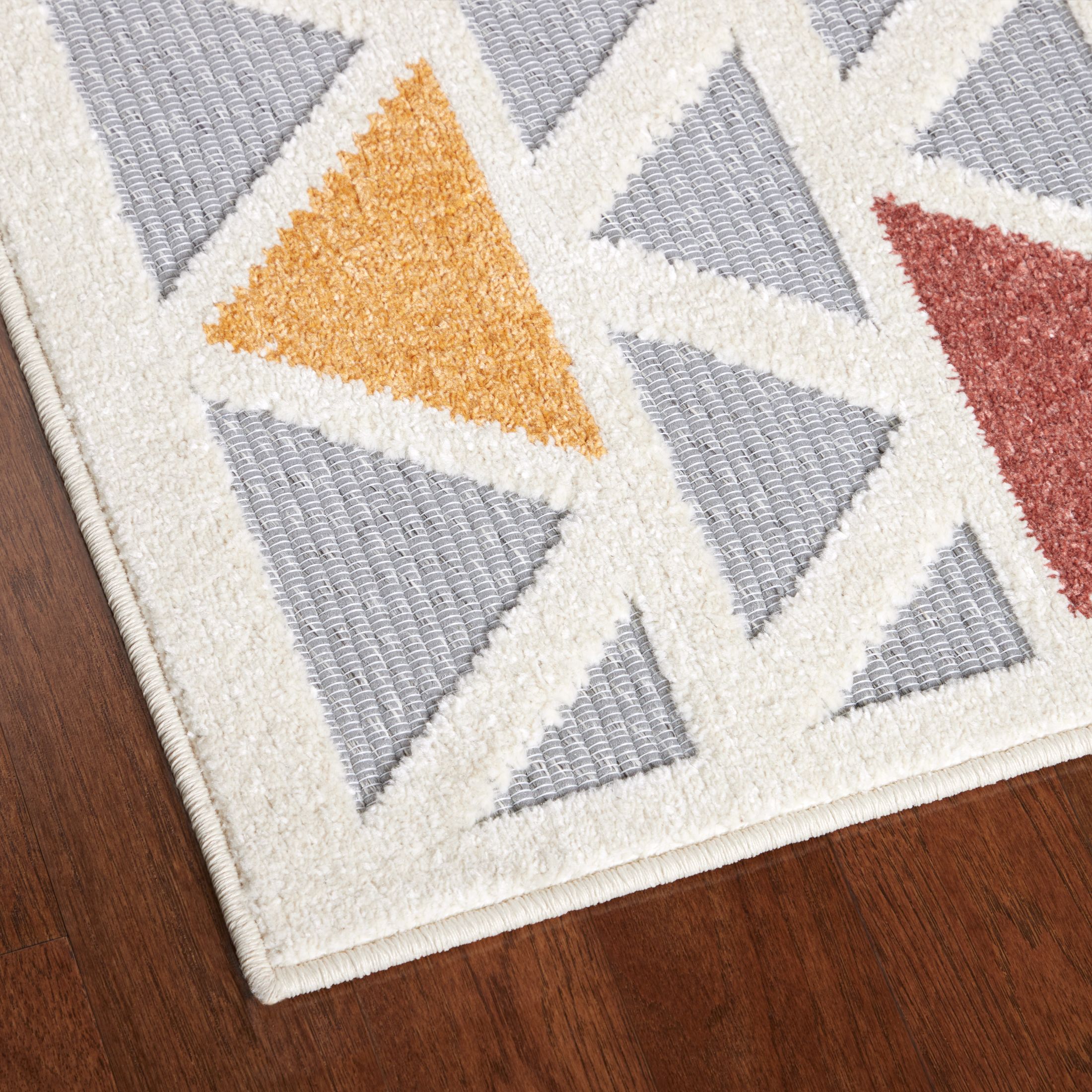 Geometric Pattern Handwoven Wool Area Rug (2.5x4.5), 'Between the Mountains