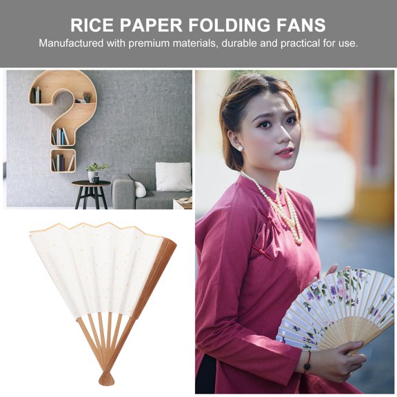 Toyandona 1Pc Antique Style Folding Fan Brown Handmade Rice Paper for Decorative Use