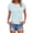 Light Blue, variant on Posijego Women's Striped T-Shirts Short Sleeve Color Block Graphic Tee Shirt Summer Crewneck Casual Tunic Tops for Women