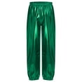 thumbnail image 3 of Xnihocha Kids Girls Boys Trousers Metallic Sparkle Hip Hop Jazz Modern Dance Pants Loose Fit Streetwear Green 160, 3 of 7