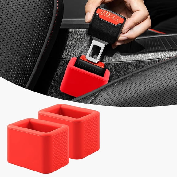 2 PCS Seat Belt Buckle Holder, Silicone Seatbelt Buckle Booster to Makes Receptacle Stand Upright for Easy Access (Red)