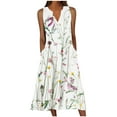 thumbnail image 2 of Dyegold Sundresses for Women Casual Beach - Plus Size Summer Dresses V Neck Sleeveless Pocket Floral Print Maxi Long Sundress ​Flowy Swing Loose ​Beach ​Dresses, 2 of 5