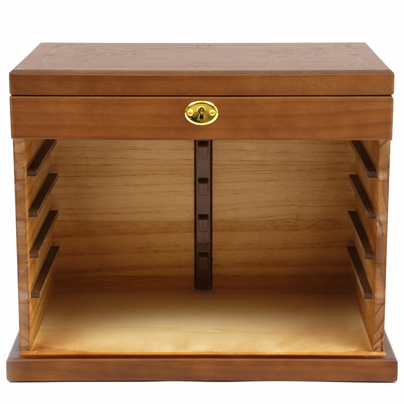 Large Carved 6 Layers Wooden Jewelry Box Jewelry Case Cabinet Armoire Ring Necklacel Gift Storage Box Organizer Brown 6 Layers Wooden Watch Display Storage Box Jewelry Organizer With Mirror/Lock