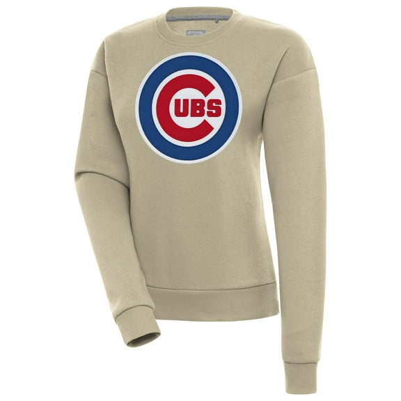 Women's Antigua Khaki Chicago Cubs Victory Pullover Sweatshirt