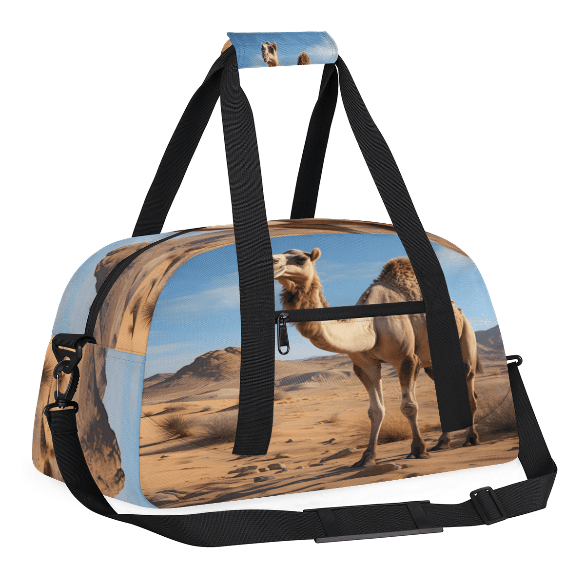 Herdesigns Animals Camel Sports Duffle Bag for Women & Men, Wildlife Animal Gym Bag Dance Bag Overnight Bag Carry On Weekender Travel Bag