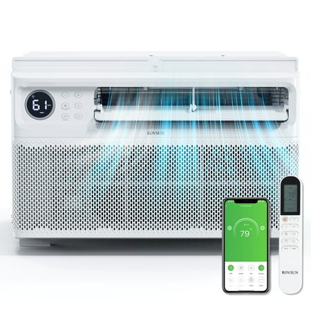 

ROVSUN 8000 BTU Inverter Window Air Conditioner with WiFi Energy-Saving Window AC Unit with Remote & App Control Ultra Quiet Design & Easy Install Kit Work with Alexa/Google Assistant 115V/60Hz