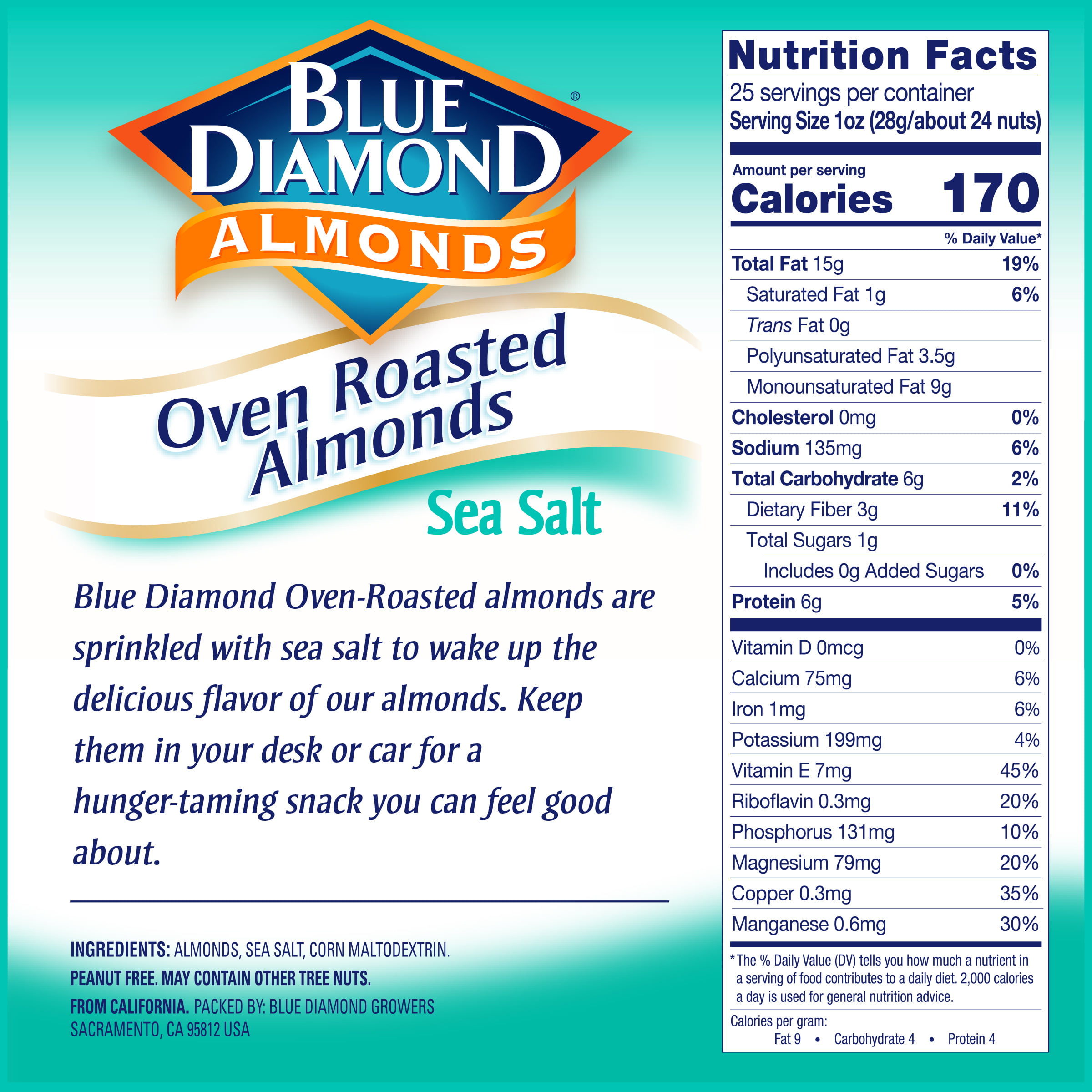 Blue Diamond Almonds Nutrition Label - Best Label Ideas 2019