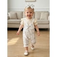 thumbnail image 5 of Loicainy Baby Toddler Girl Fake-two Romper 3 6 9 12 18 Months Floral Short Sleeve Jumpsuit and Bow Headband 2 Piece Set, 5 of 10