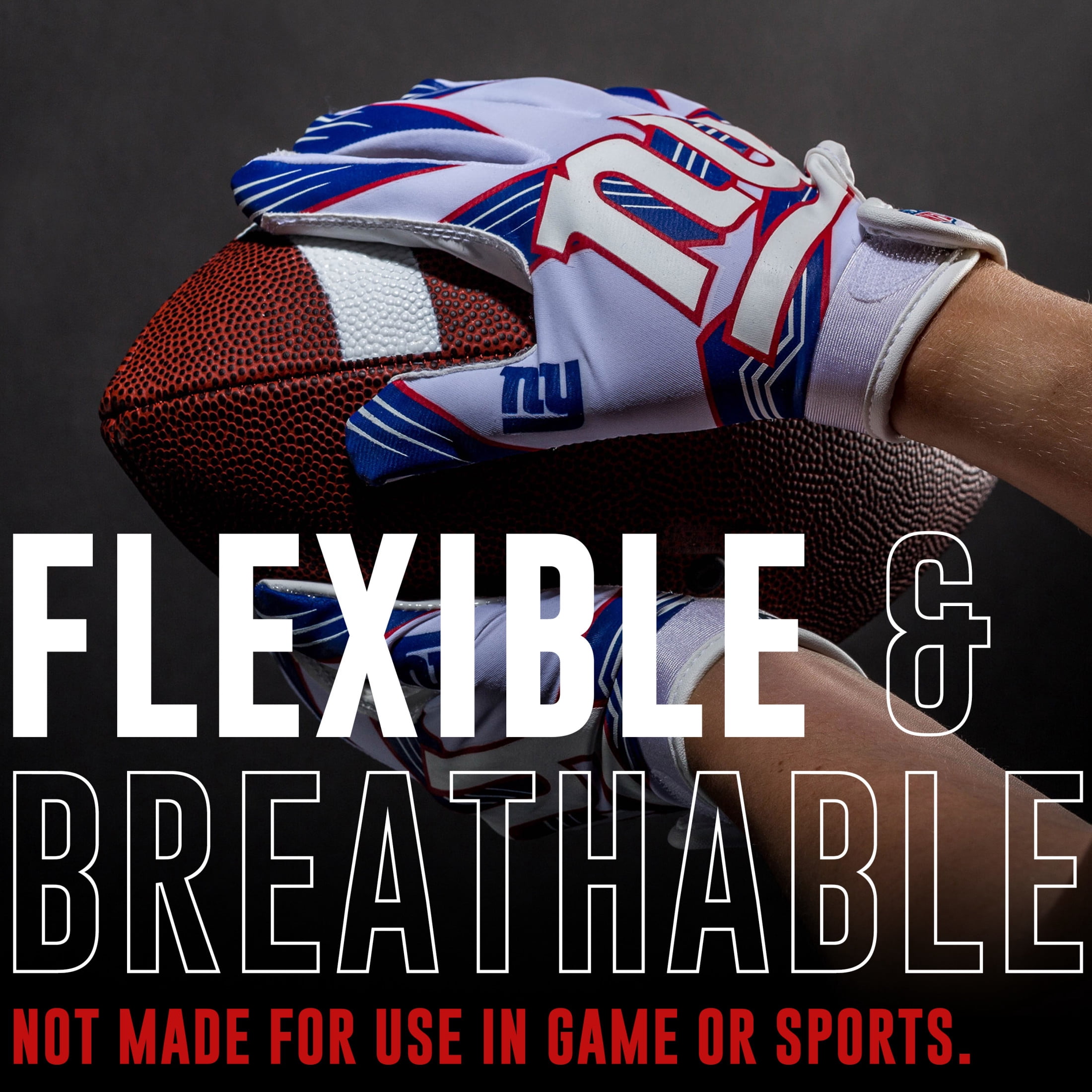 Franklin Sports New York Giants Youth NFL Football Receiver Gloves - Official NFL Team Logos - Kids Football Gear + Accessories - Youth XS/S Pair