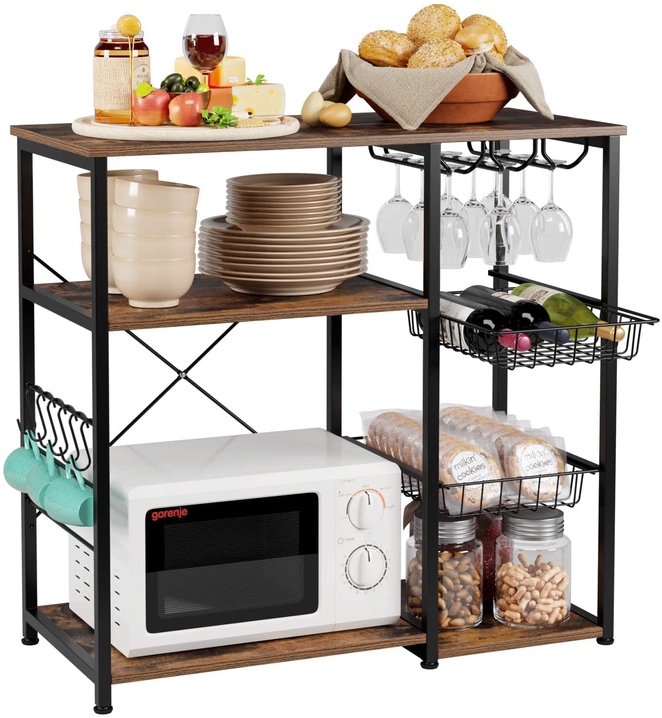 CINAK Kitchen Baker’s Rack, 3-Tier Utility Storage Shelf with 2 Slide