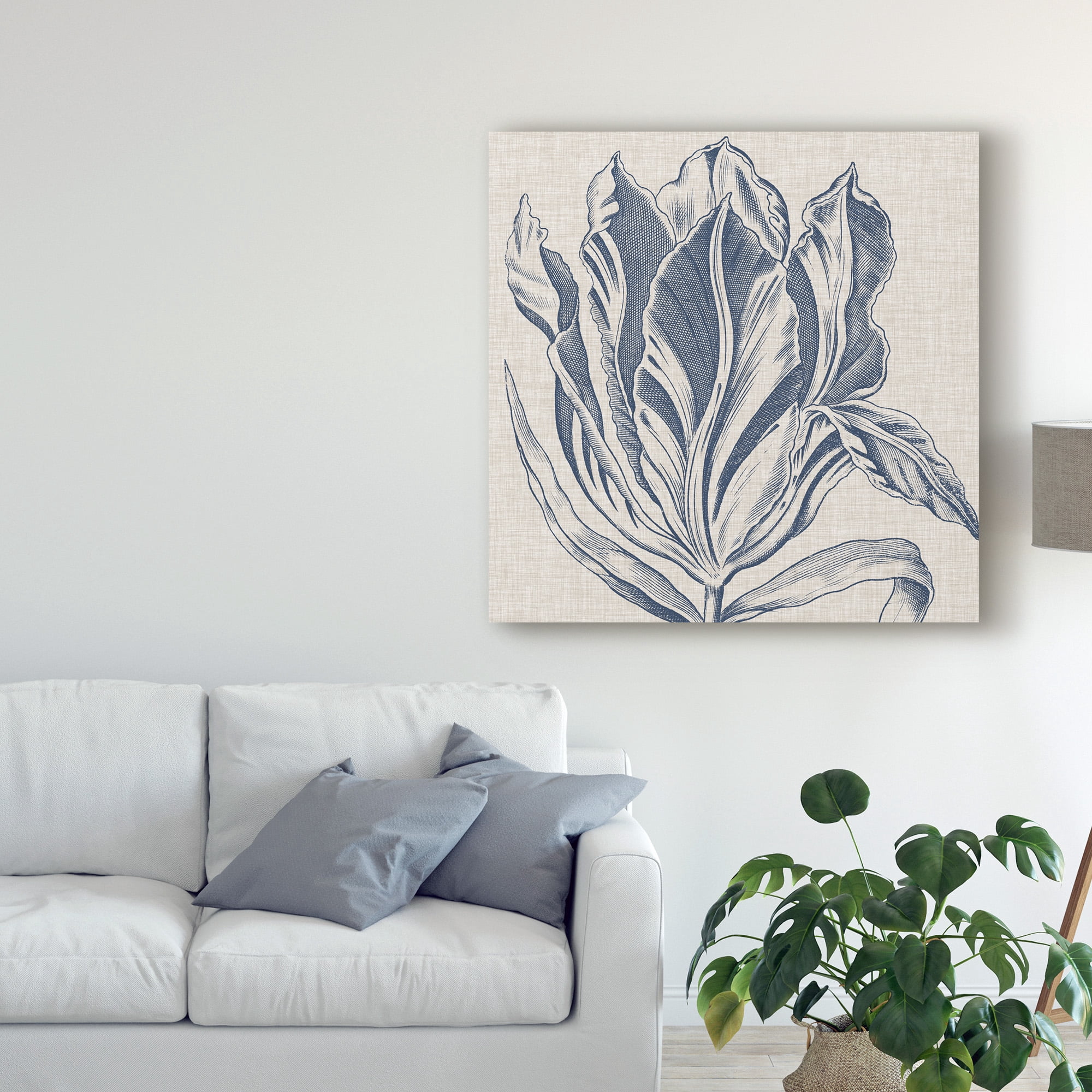 Trademark Fine Art 'Indigo Floral on Linen I' Canvas Art by Vision Studio