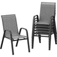 thumbnail image 1 of Patio Furniture Patio Chairs Set of 6, Outdoor Stackable Dining Chairs with Textilene Fabric, All Weather Deck Stacking Chairs with High Back for Backyard Poolside Garden Balcony, Grey, 1 of 1