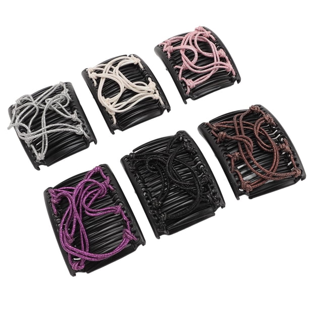 Pinzas Elásticas Para El Pelo Con Peine, Pinzas Mágicas Elásticas Que No Se Arrugan, Color Morado, Beige, Café, Rosa, Plateado Y Negro Para Cabello Rizado