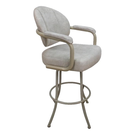 Swivel Counter Metal Bar Stool 26" -M-70-Outlier Stucco Beige Fabric-Beige Frame